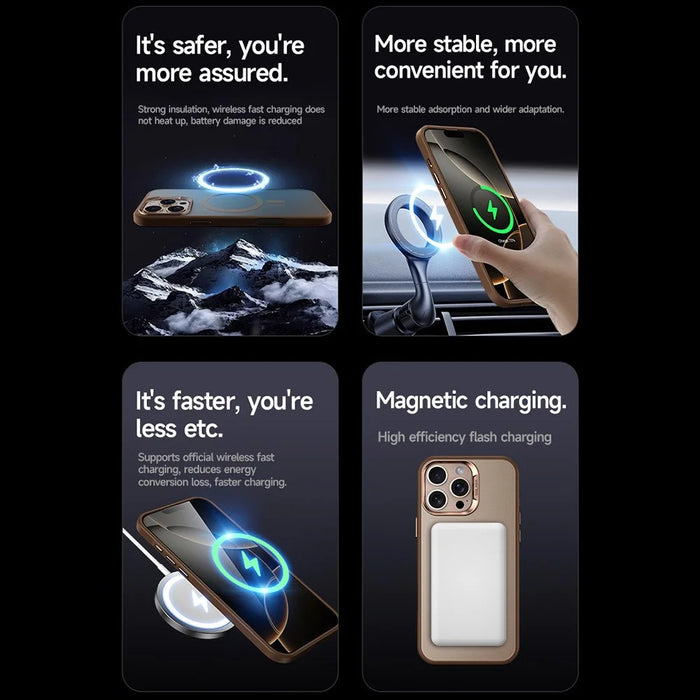 SULADA For iPhone 16 Pro Case Compatible with MagSafe Ultra-Thin PC+TPU Phone Cover - Gold - 3