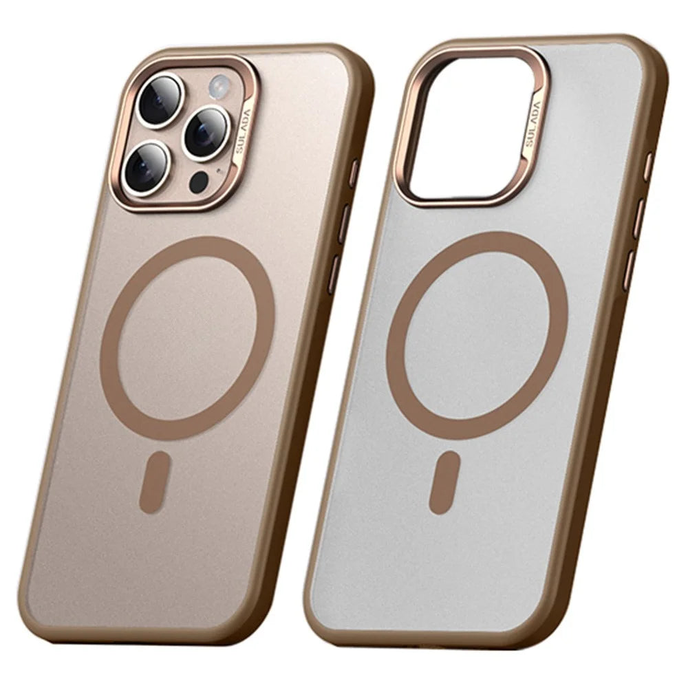 SULADA For iPhone 16 Pro Max Case Compatible with MagSafe Ultra-Thin PC+TPU Phone Cover - Gold - 1