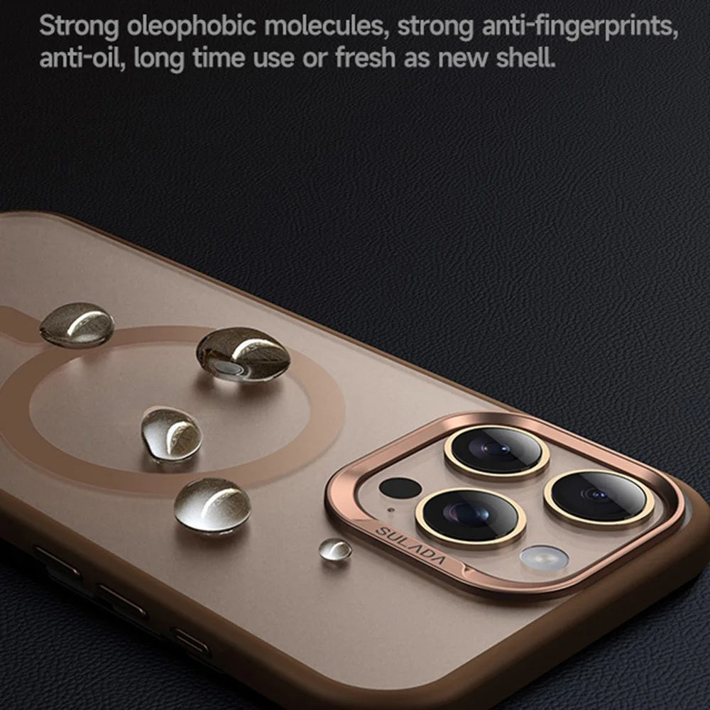 SULADA For iPhone 16 Pro Max Case Compatible with MagSafe Ultra-Thin PC+TPU Phone Cover - Gold - 7