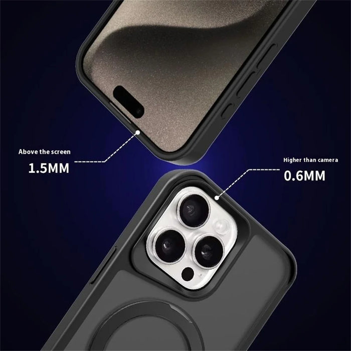 For iPhone 16 Pro Max Case Compatible with MagSafe PC+TPU Ring Kickstand Cell Phone Cover - Titanium Grey - 2