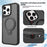 For iPhone 16 Pro Max Case Compatible with MagSafe PC+TPU Ring Kickstand Cell Phone Cover - Titanium Grey - 4