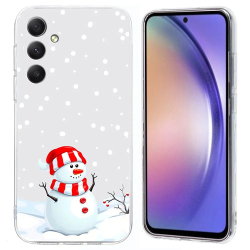 For Samsung Galaxy A35 5G Case Christmas Pattern Print Soft TPU Phone Protector - Snowman - 1