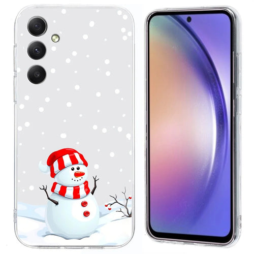 For Samsung Galaxy A25 5G (Global) (161.0 x 76.5 x 8.3mm) Case Christmas Pattern Print Soft TPU Phone Protector - Snowman - 1