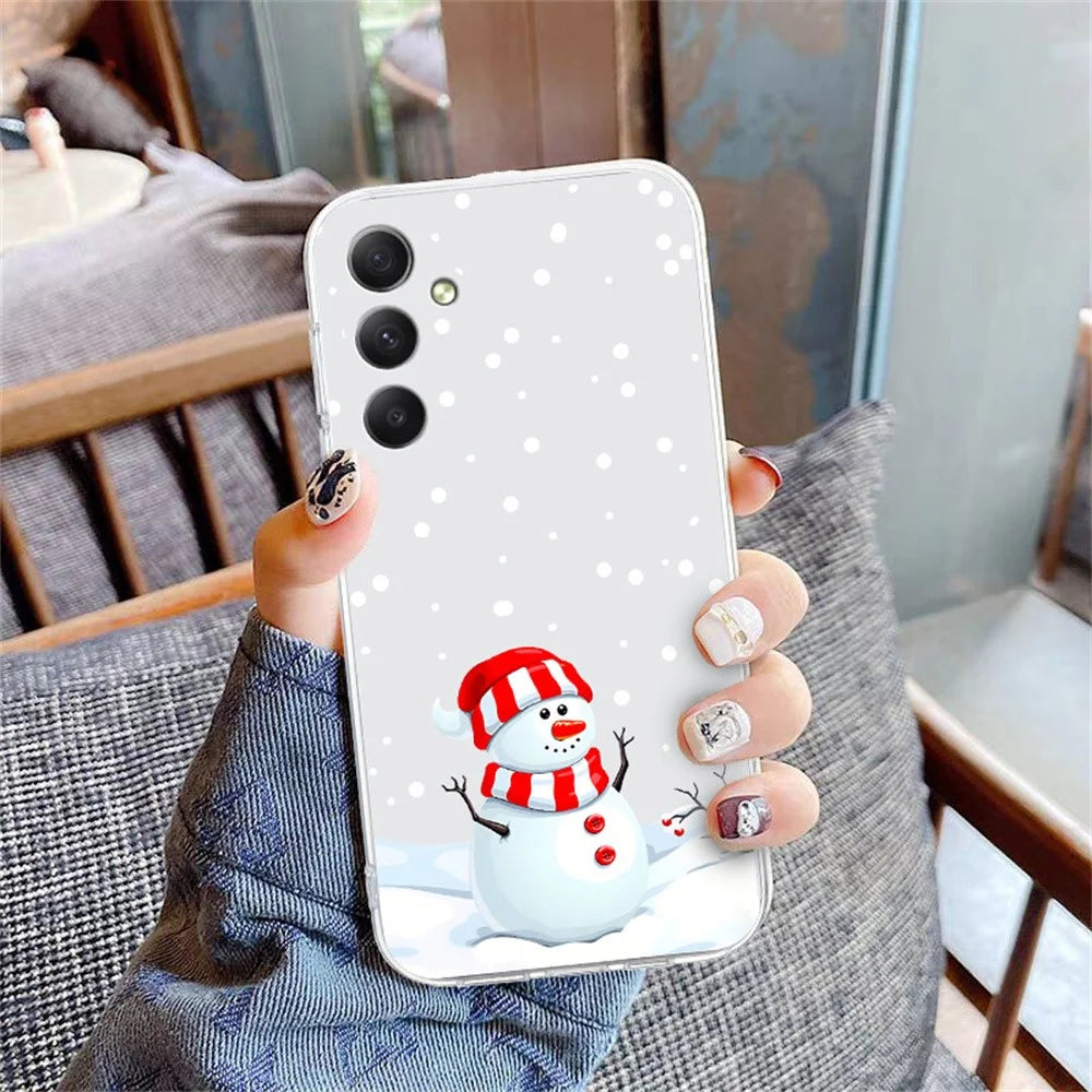 For Samsung Galaxy A16 5G / A16 4G Case Christmas Pattern Print Soft TPU Phone Protector - Snowman - 5