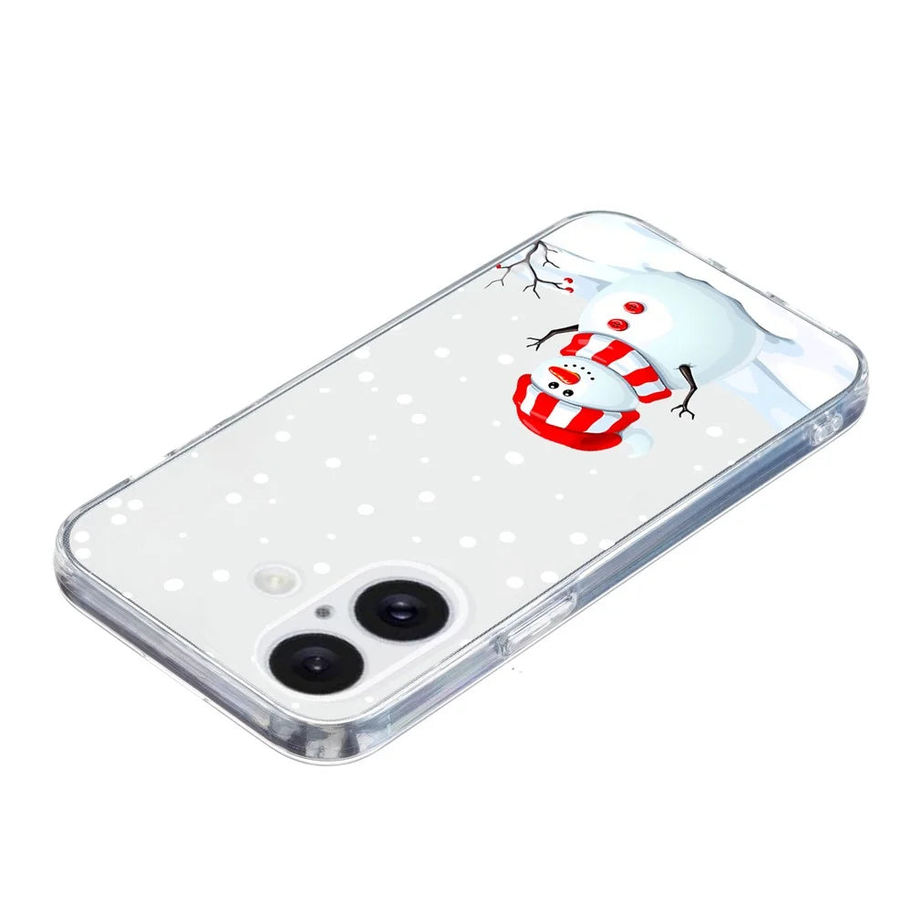 For iPhone 16 Plus Case Christmas Pattern Print Soft TPU Phone Protector - Snowman - 2