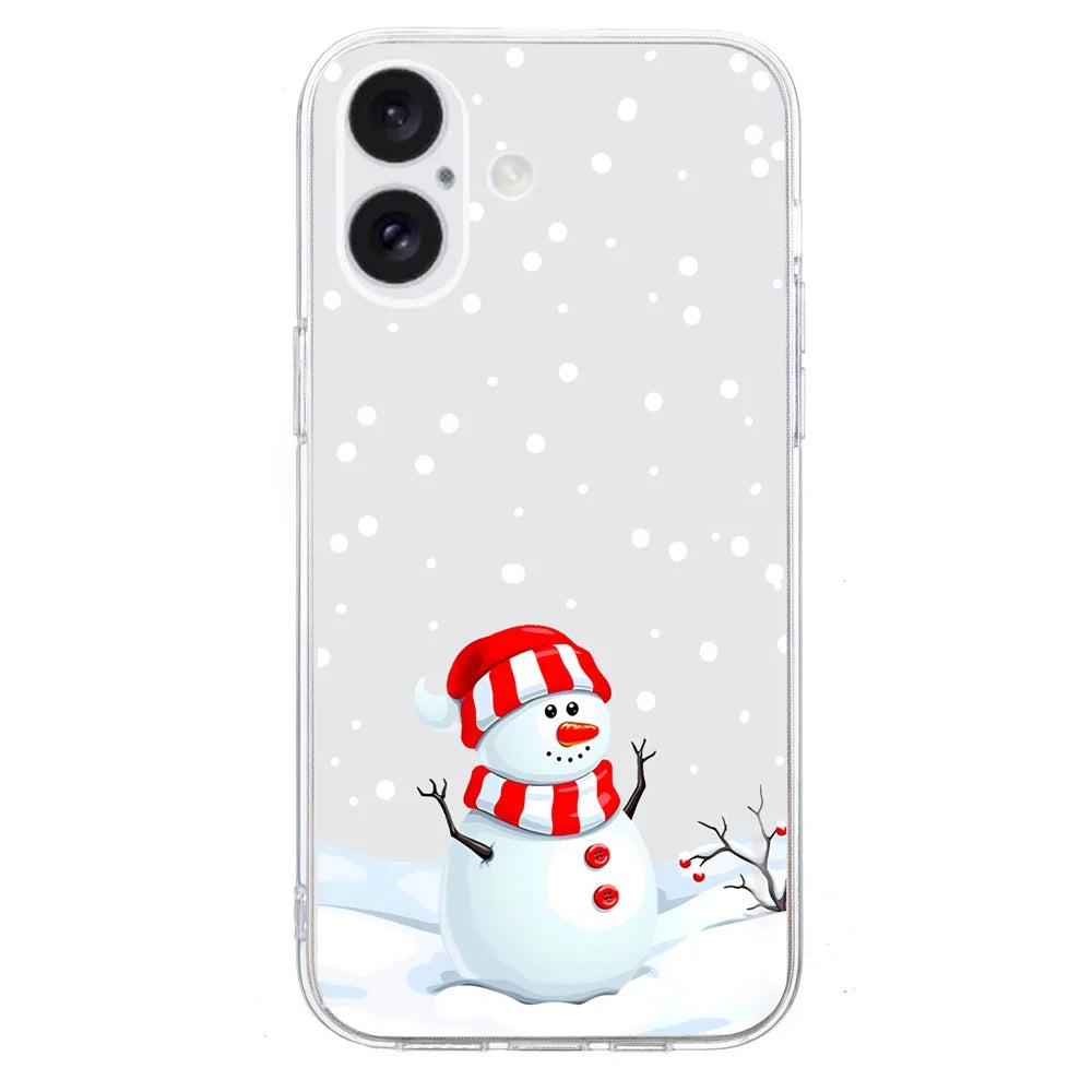 For iPhone 16 Plus Case Christmas Pattern Print Soft TPU Phone Protector - Snowman - 3