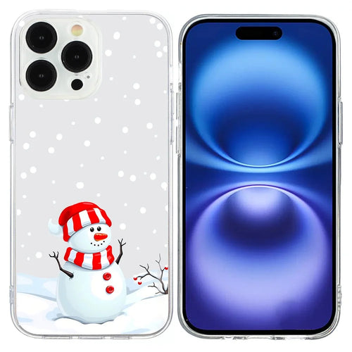 For iPhone 16 Pro Max Case Christmas Pattern Print Soft TPU Phone Protector - Snowman - 1