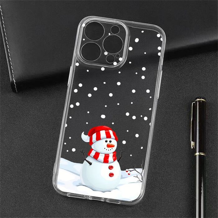 For iPhone 16 Pro Max Case Christmas Pattern Print Soft TPU Phone Protector - Snowman - 6