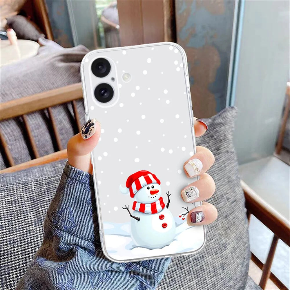 For iPhone 16 Case Christmas Pattern Print Soft TPU Phone Protector - Snowman - 5
