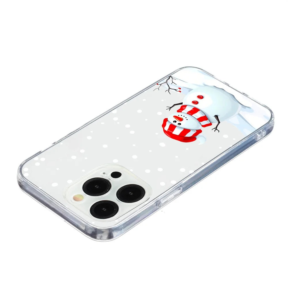 For iPhone 16 Pro Case Christmas Pattern Print Soft TPU Phone Protector - Snowman - 2