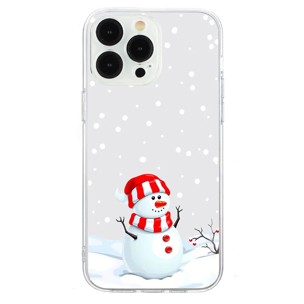 For iPhone 16 Pro Case Christmas Pattern Print Soft TPU Phone Protector - Snowman - 3