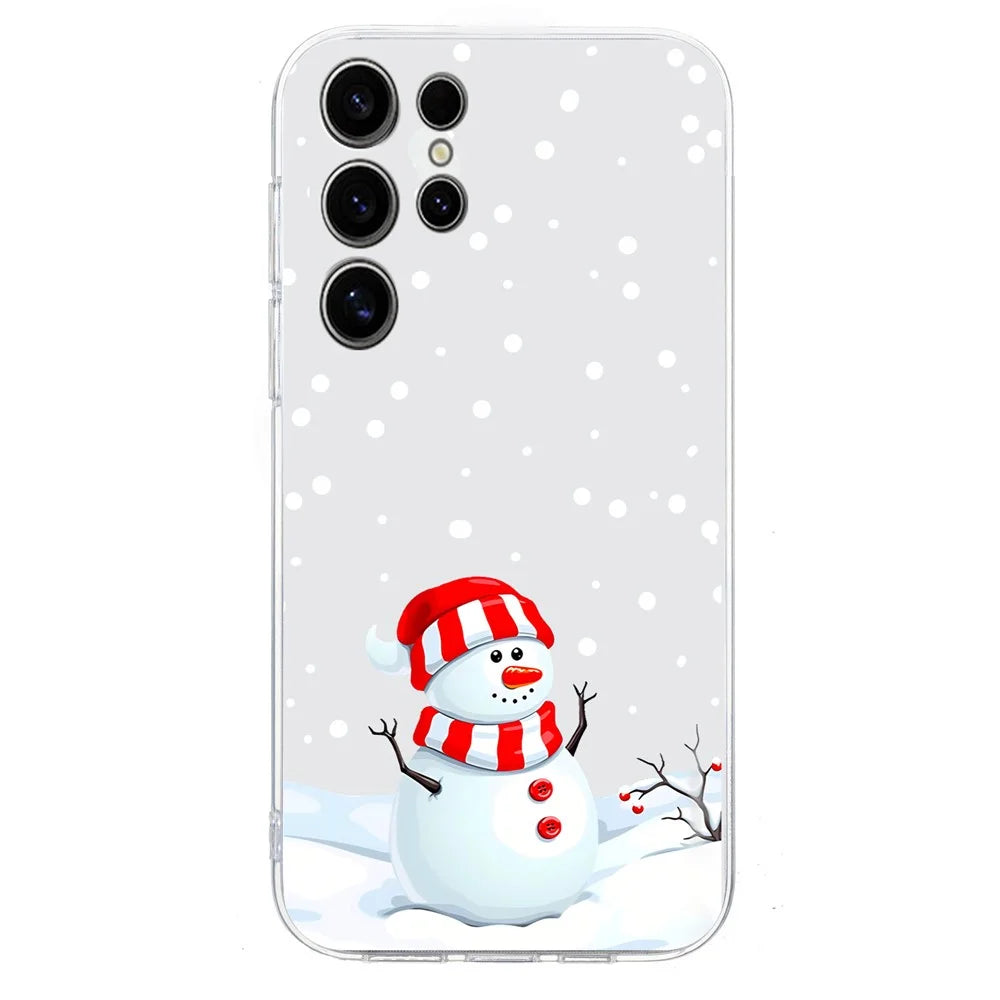 For Samsung Galaxy S25 Ultra / S24 Ultra Case Christmas Pattern Print Soft TPU Phone Protector  - Snowman - 3