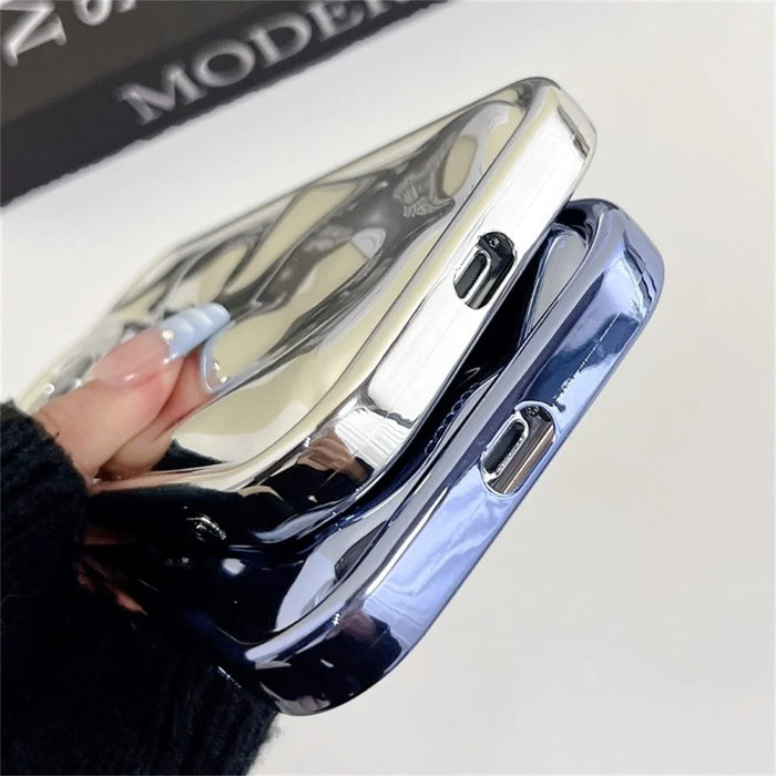 For iPhone 16 Plus Case Electroplated TPU Shell Meteorite Texture Phone Cover - Silver - 3