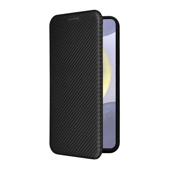 For Samsung Galaxy S25 Case Carbon Fiber Texture Drop-Proof PU Leather Phone Cover - Black - 7
