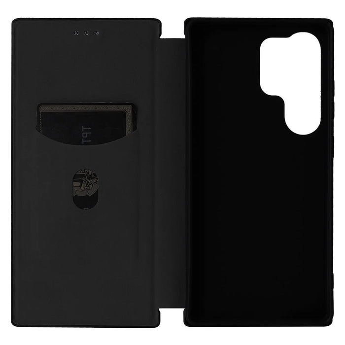 For Samsung Galaxy S25 Ultra Case Carbon Fiber Texture Drop-Proof PU Leather Phone Cover - Black - 5