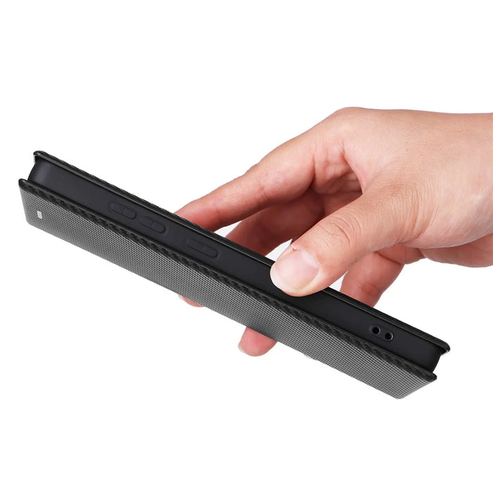 For Samsung Galaxy S25 Ultra Case Carbon Fiber Texture Drop-Proof PU Leather Phone Cover - Black - 6
