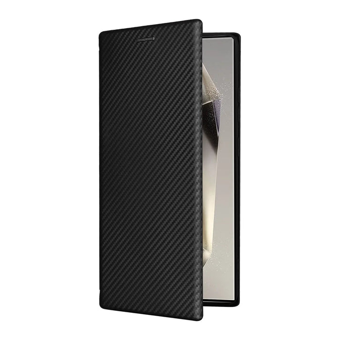 For Samsung Galaxy S25 Ultra Case Carbon Fiber Texture Drop-Proof PU Leather Phone Cover - Black - 7