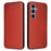 For Samsung Galaxy S25+ Case Carbon Fiber Texture Drop-Proof PU Leather Phone Cover - Brown - 1