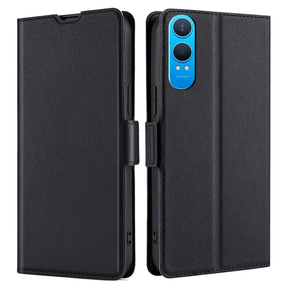 For OnePlus Nord CE4 Lite 5G / Oppo K12x 5G (China) Case Card Holder PU Leather Phone Cover - Black - 1