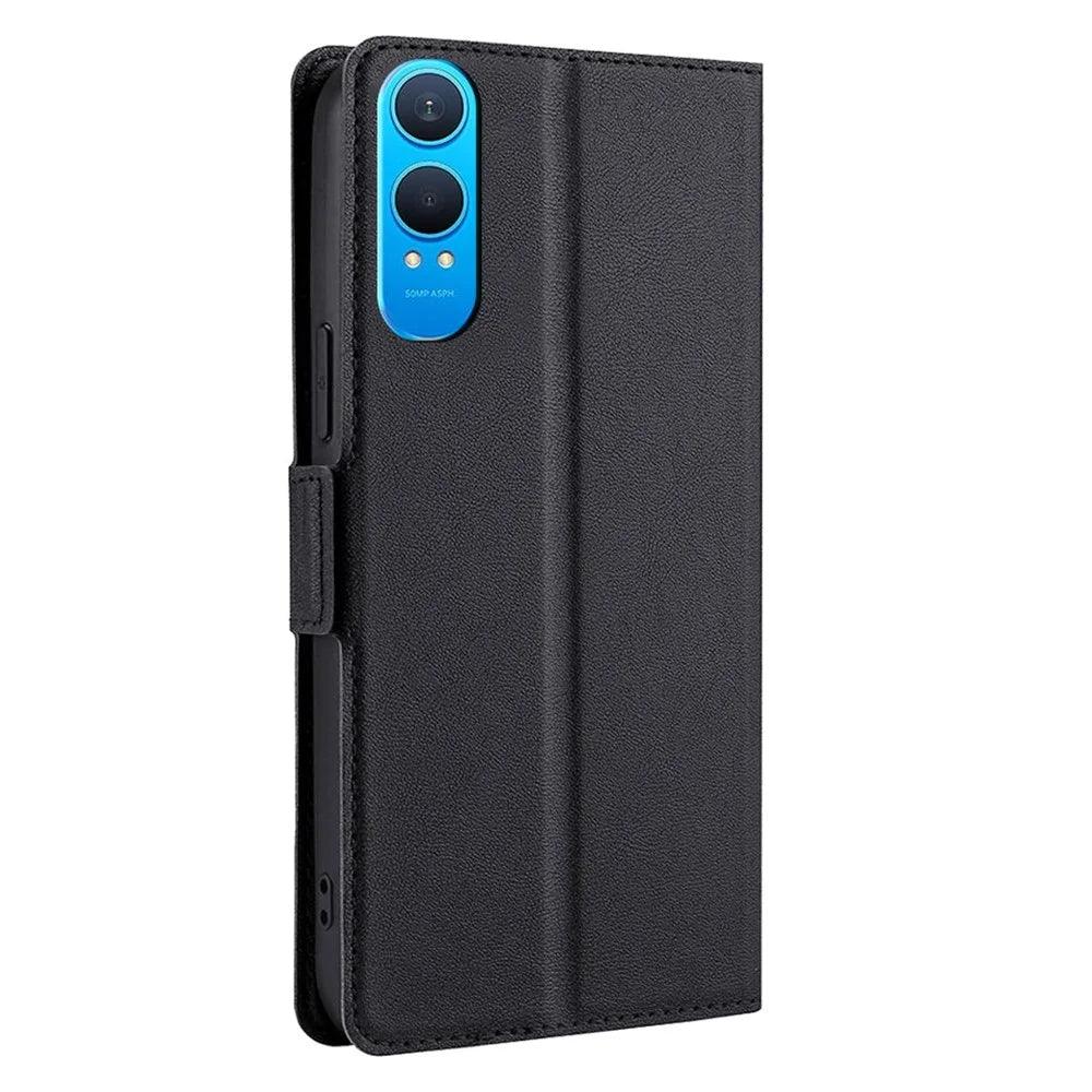 For OnePlus Nord CE4 Lite 5G / Oppo K12x 5G (China) Case Card Holder PU Leather Phone Cover - Black - 6