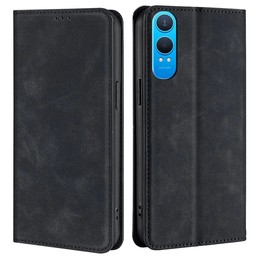 For OnePlus Nord CE4 Lite 5G / Oppo K12x 5G (China) Wallet Case PU Leather Magnetic Closing Phone Cover - Black - 1