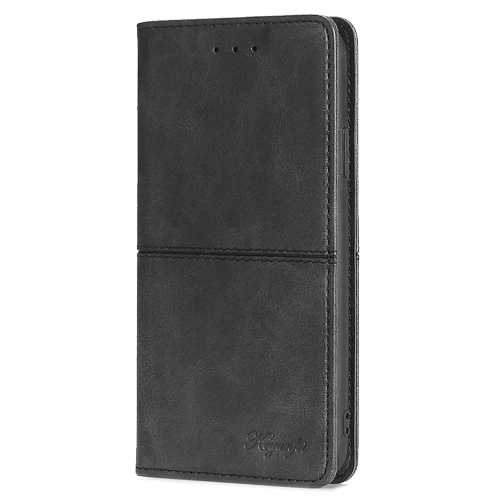 For OnePlus Nord CE4 Lite 5G / Oppo K12x 5G (China) Case Card Slots Cowhide Texture Phone Leather Cover - Black - 6