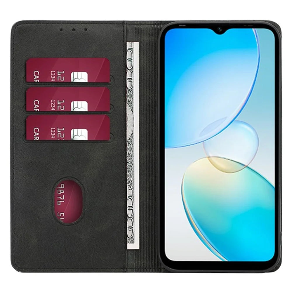 For OnePlus Nord CE4 Lite 5G / Oppo K12x 5G (China) Case PU Leather Calf Texture Phone Wallet Cover - Black - 2