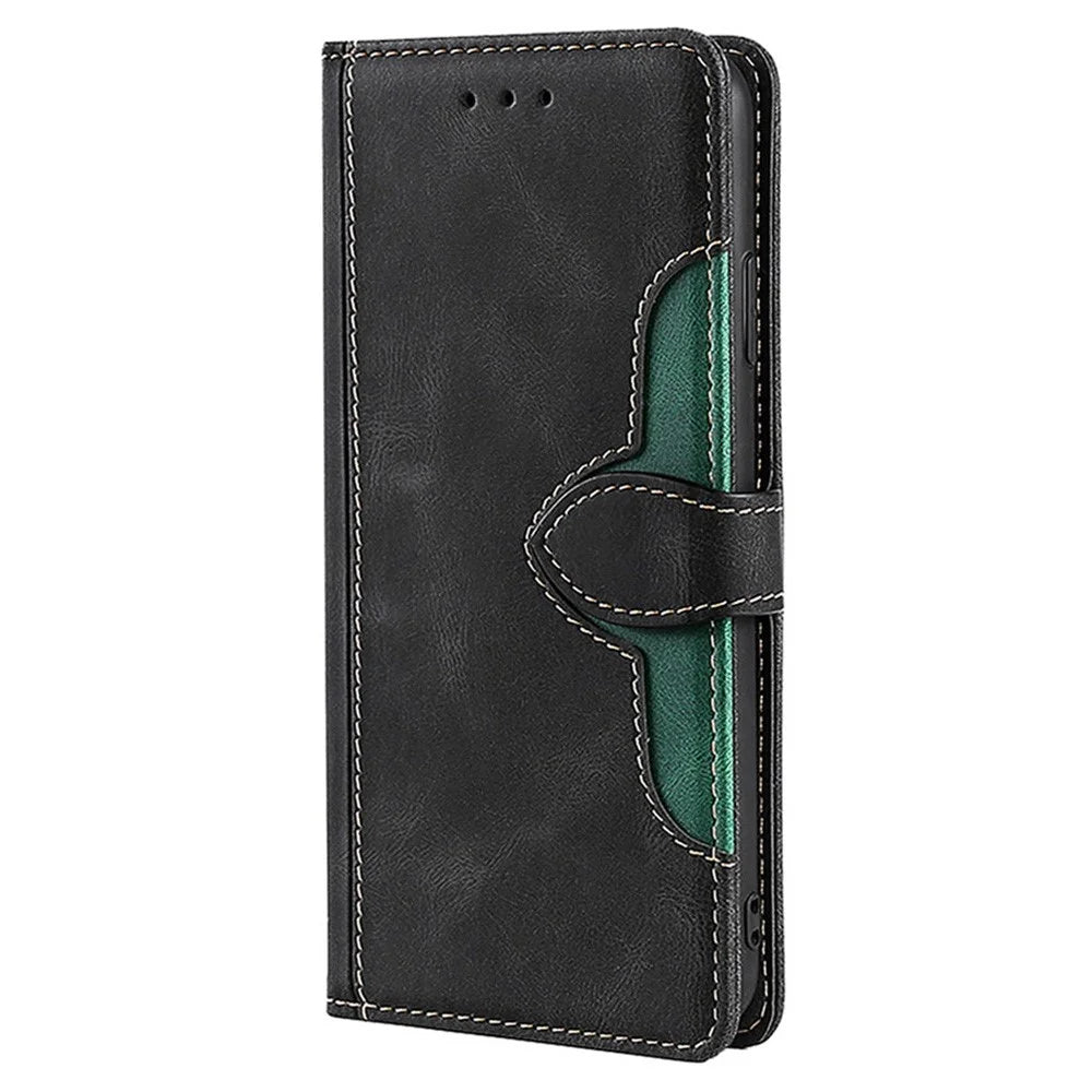 For OnePlus Nord CE4 Lite 5G / Oppo K12x 5G (China) Case Leather Wallet Phone Cover with Straw Hat Magnetic Clasp - Black - 6