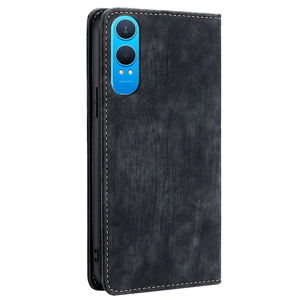 For OnePlus Nord CE4 Lite 5G / Oppo K12x 5G (China) Case RFID Blocking Wallet Leather Phone Cover - Black - 7