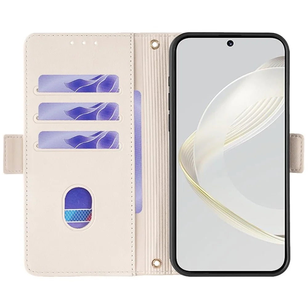 For OnePlus Nord CE4 Lite 5G / Oppo K12x 5G (China) Case PU Leather Wallet Stand Phone Cover with Crossbody Shoulder Strap - White - 2