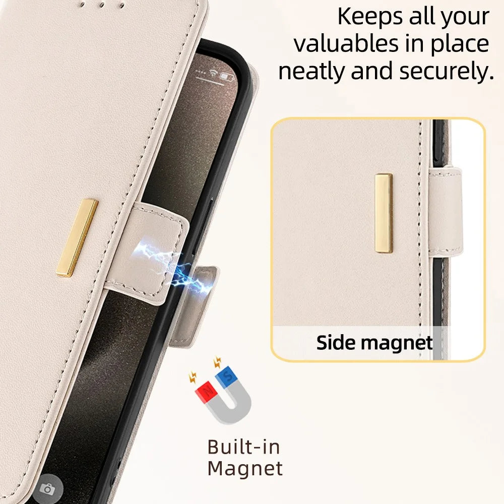 For OnePlus Nord CE4 Lite 5G / Oppo K12x 5G (China) Case PU Leather Wallet Stand Phone Cover with Crossbody Shoulder Strap - White - 6