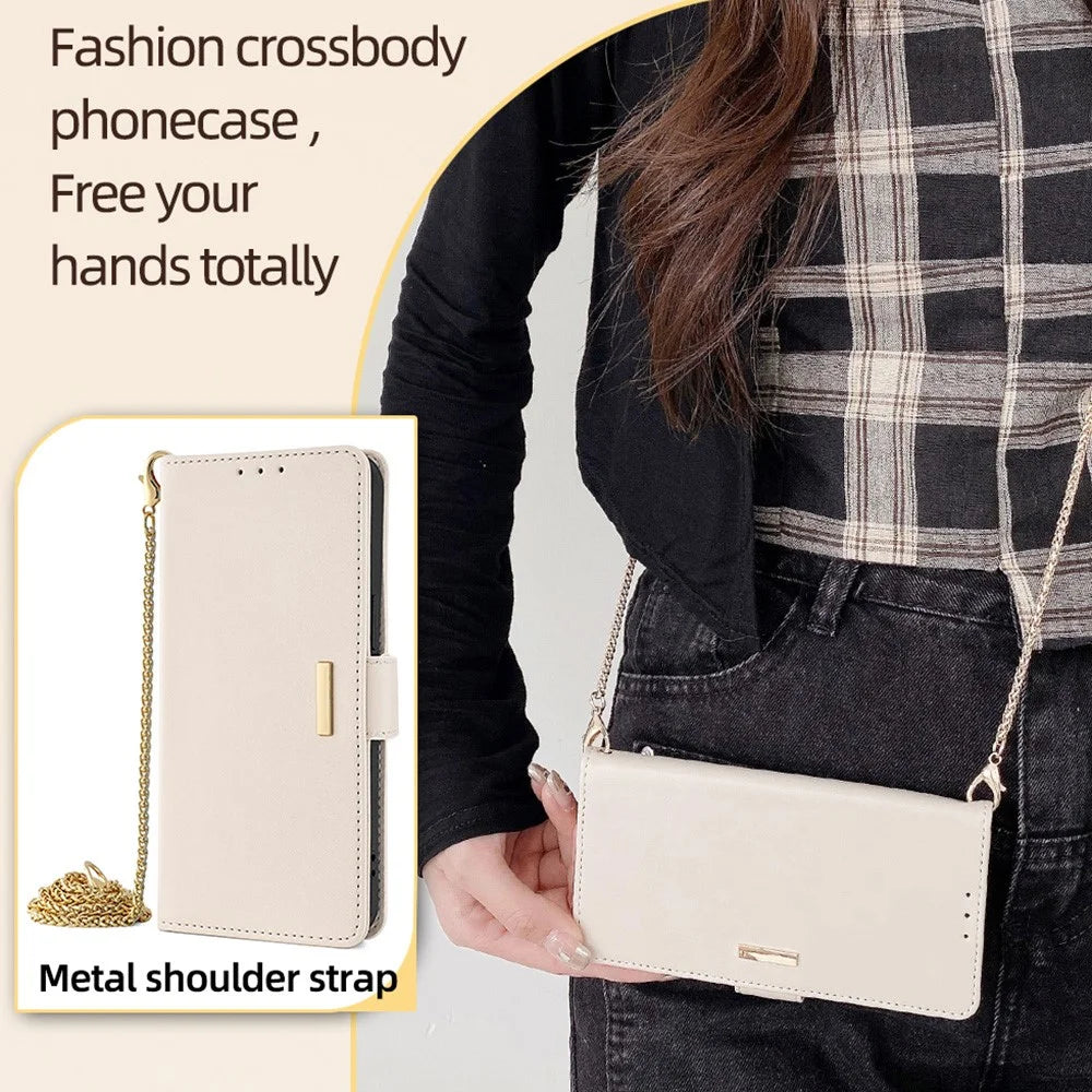For OnePlus Nord CE4 Lite 5G / Oppo K12x 5G (China) Case PU Leather Wallet Stand Phone Cover with Crossbody Shoulder Strap - White - 7