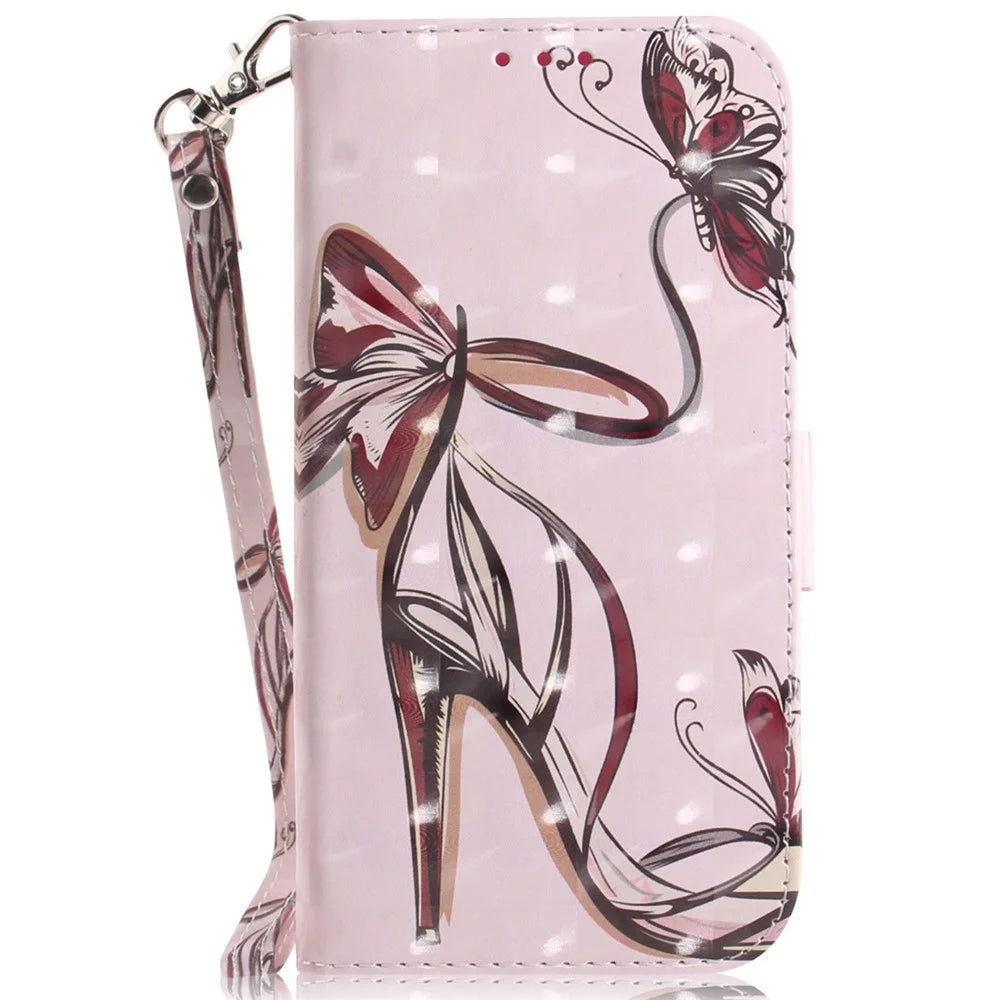 For Samsung Galaxy S25 Ultra Case Pattern Printing Leather Wallet Phone Cover - Butterfly High Heels - 6