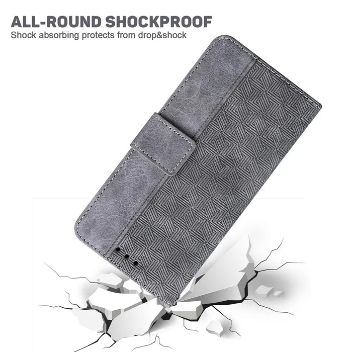 For Samsung Galaxy S25 Ultra Case Geometry Pattern Leather Wallet Phone Cover - Grey - 5