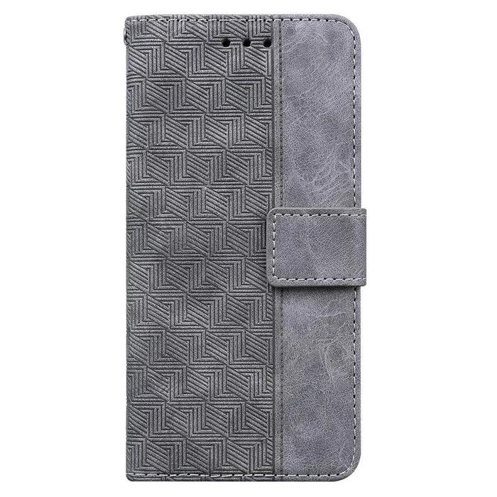 For Samsung Galaxy S25 Ultra Case Geometry Pattern Leather Wallet Phone Cover - Grey - 6