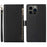 Litchi Texture Phone Case for iPhone 14 Pro, Zipper Pocket Full Coverage PU Leather Phone Flip Cover Wallet with Strap - Black - 1