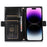 Litchi Texture Phone Case for iPhone 14 Pro, Zipper Pocket Full Coverage PU Leather Phone Flip Cover Wallet with Strap - Black - 2