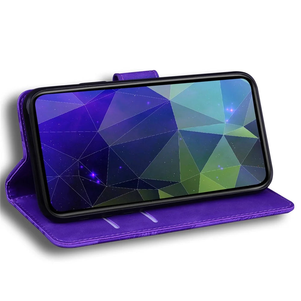 For Samsung Galaxy S25 Stand Case PU Leather Phone Cover Butterfly Printed - Purple - 3