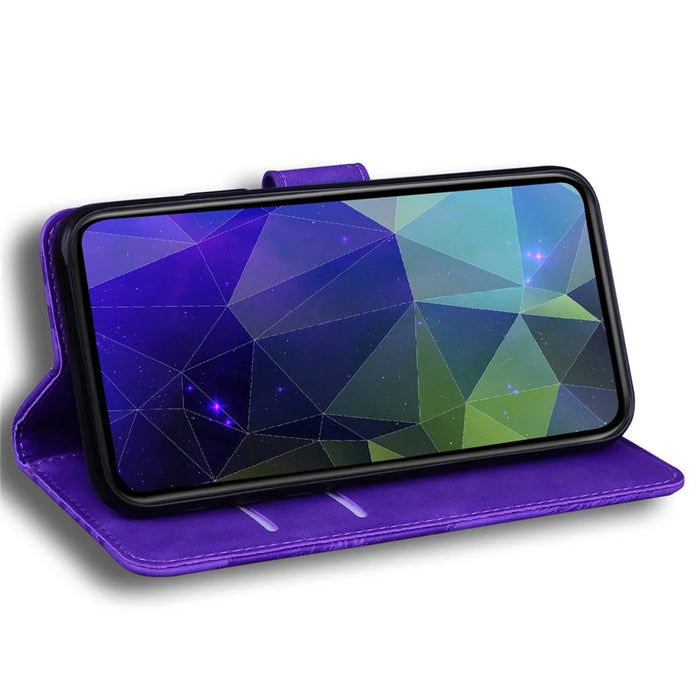 For Samsung Galaxy S25+ Stand Case PU Leather Phone Cover Butterfly Printed - Purple - 3