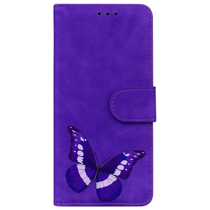 For Samsung Galaxy S25+ Stand Case PU Leather Phone Cover Butterfly Printed - Purple - 7