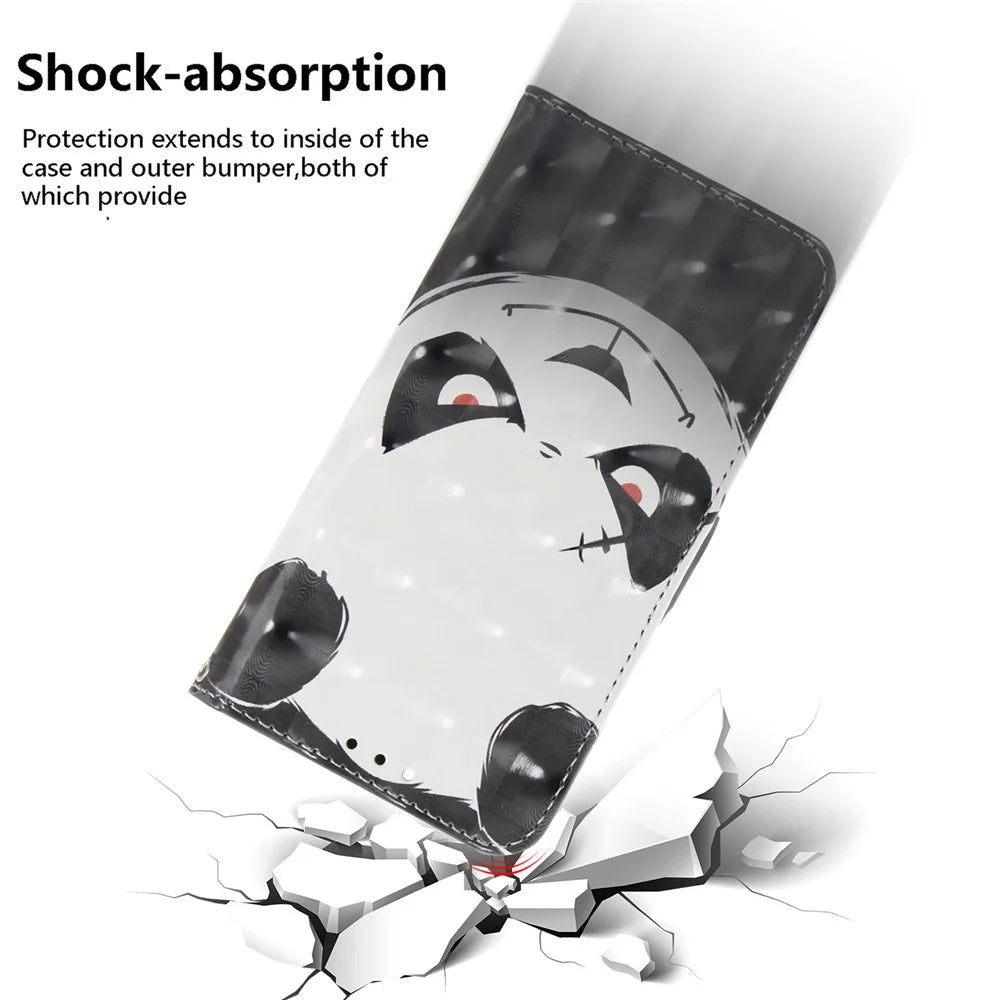 For Samsung Galaxy S25+ Case Pattern Printing Leather Wallet Phone Cover with Wrist Strap - Angry Panda - 5