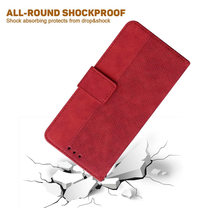 For Samsung Galaxy S25+ Case Geometry Pattern Leather Wallet Phone Cover - Red - 4