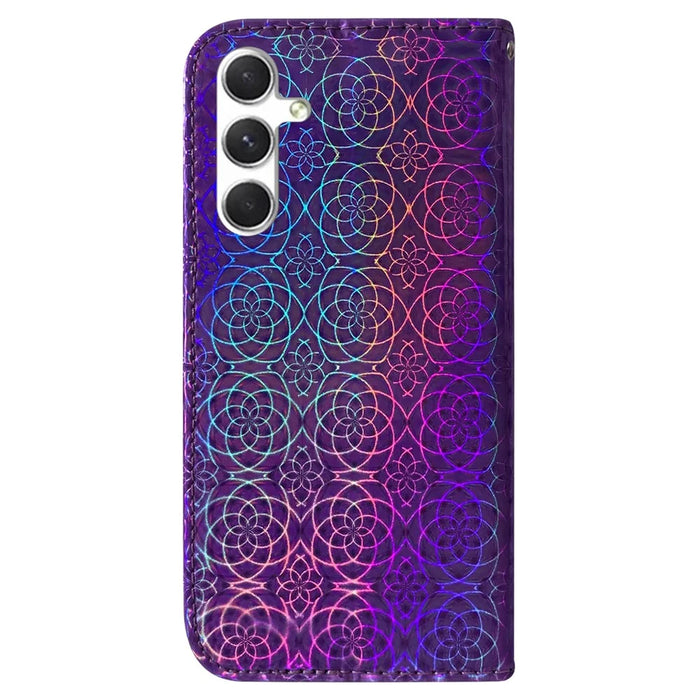 For Samsung Galaxy S25+ Stand Case Dazzling Flower Leather Phone Cover - Purple - 7