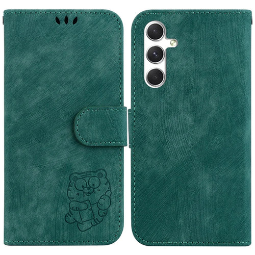 For Samsung Galaxy S25+ Wallet Case Tiger Imprint Leather Shockproof Phone Cover - Green - 1