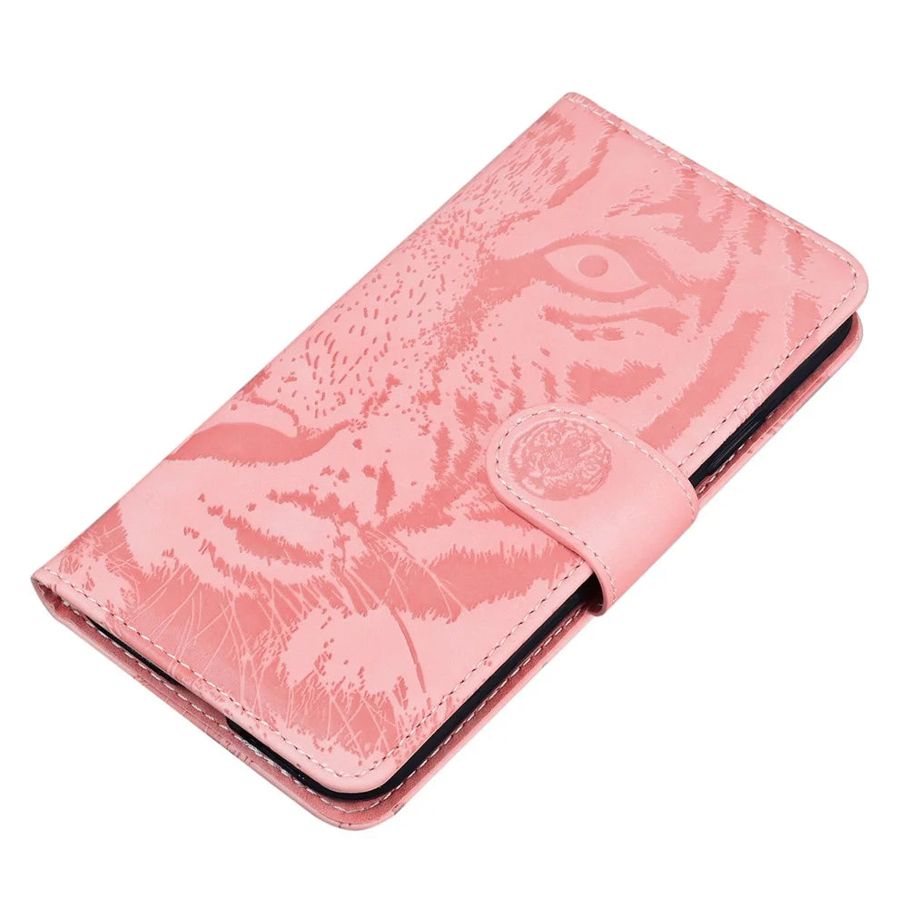 For Samsung Galaxy S25+ Case Tiger Imprint Leather Wallet Phone Cover - Pink - 4