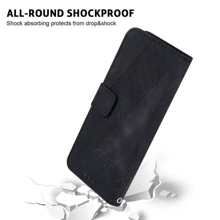 For Samsung Galaxy S25+ Stand Case 7-Shaped Pattern Imprint Leather Phone Cover - Black - 6