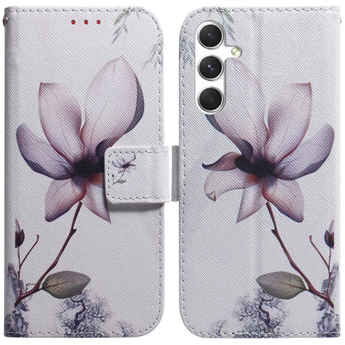 For Samsung Galaxy S25 Wallet Case Pattern Print Leather Phone Cover - Pink Flower - 1