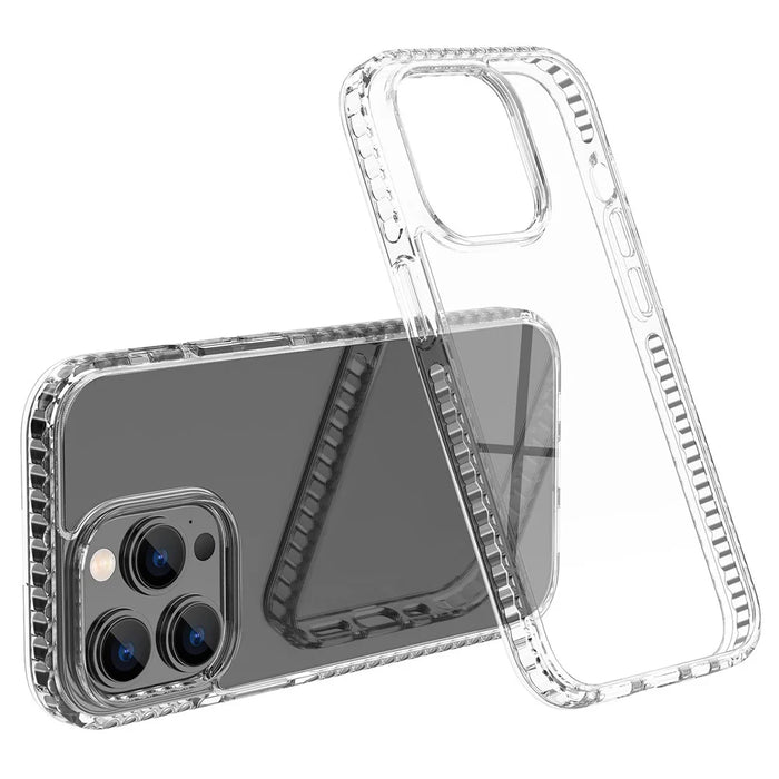 For iPhone 13 Pro Max 6.7 inch Plastic+TPU Crystal Clear Phone Back Cover Shockproof Hard Phone Case - 1