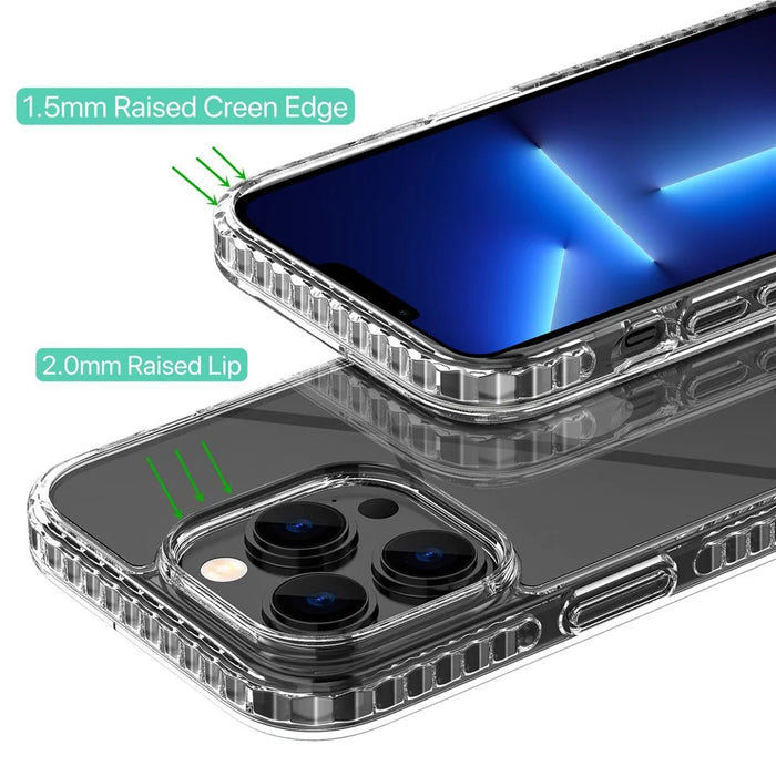 For iPhone 13 Pro Max 6.7 inch Plastic+TPU Crystal Clear Phone Back Cover Shockproof Hard Phone Case - 4