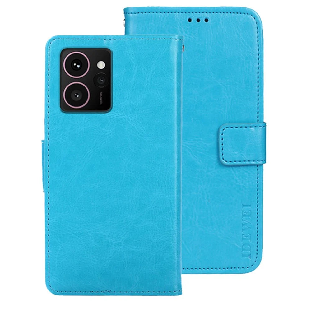 IDEWEI For HMD Skyline Stand Case Crazy Horse Texture Leather Phone Cover - Sky Blue - 1